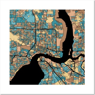 Jacksonville Map Pattern in Mid Century Pastel Posters and Art